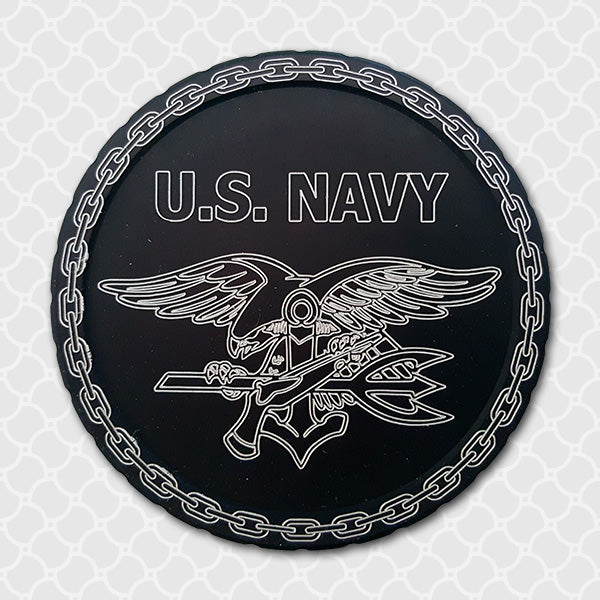 Snuff can lid engraved U.S. Navy