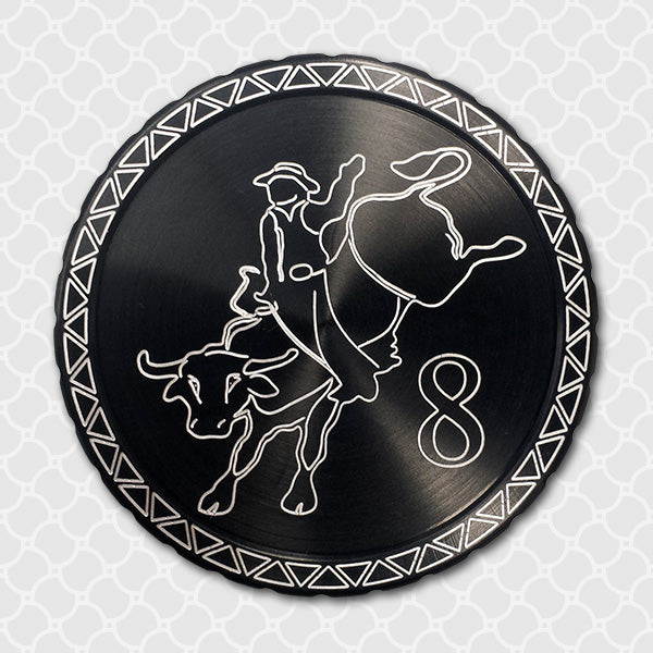 Snuff can lid engraved Bull Rider